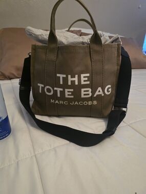 Marc Jacobs Olive Canvas Tote with Bold White Logo